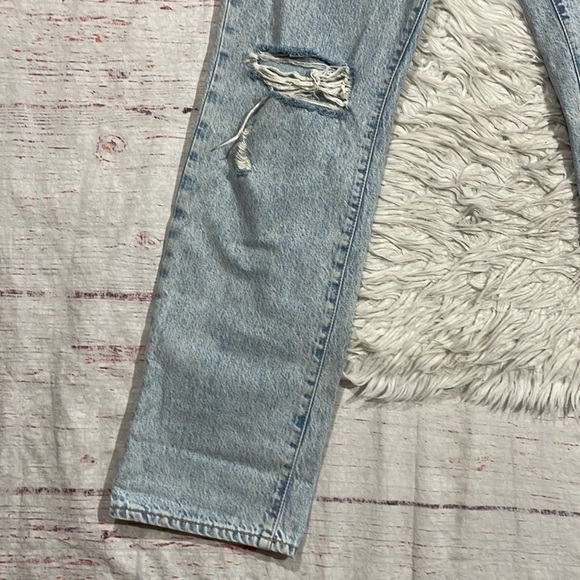 SLVRLAKE London Time Worn Distressed Straight Leg High Rise Jeans - Picture 9 of 13